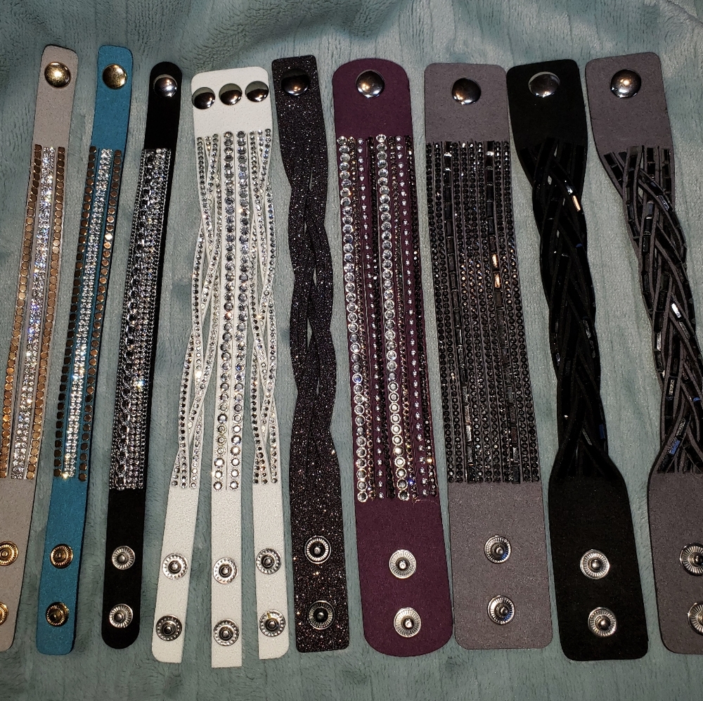 Rhinestone bling wrist wraps by Paparazzi.
